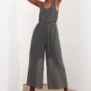 H&M Black and White Striped Chiffon Jumpsuit (XS)